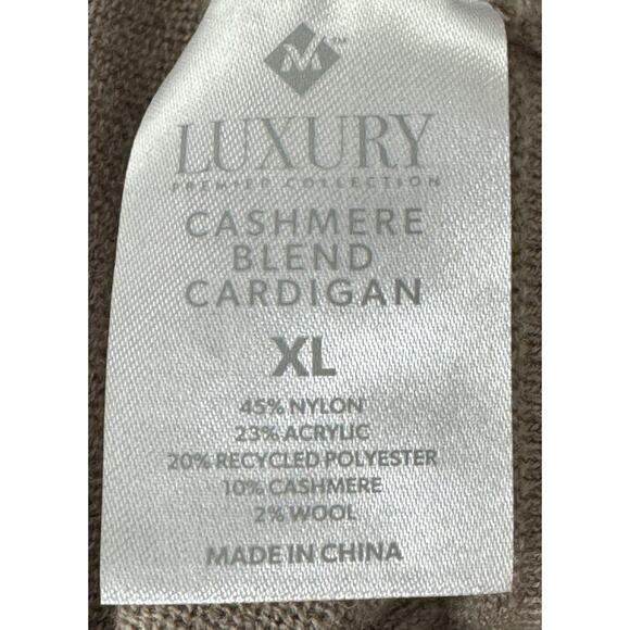 Members Mark Sweater Women’s Size XL Cashmere Blend Open Cardigan Beige - Picture 8 of 9